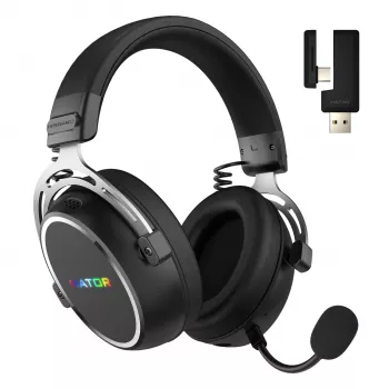 HATOR Hypergang 3 Wireless austiņas ar galvas loku Spēļu USB Type-C / USB Type-A Bluetooth Melns