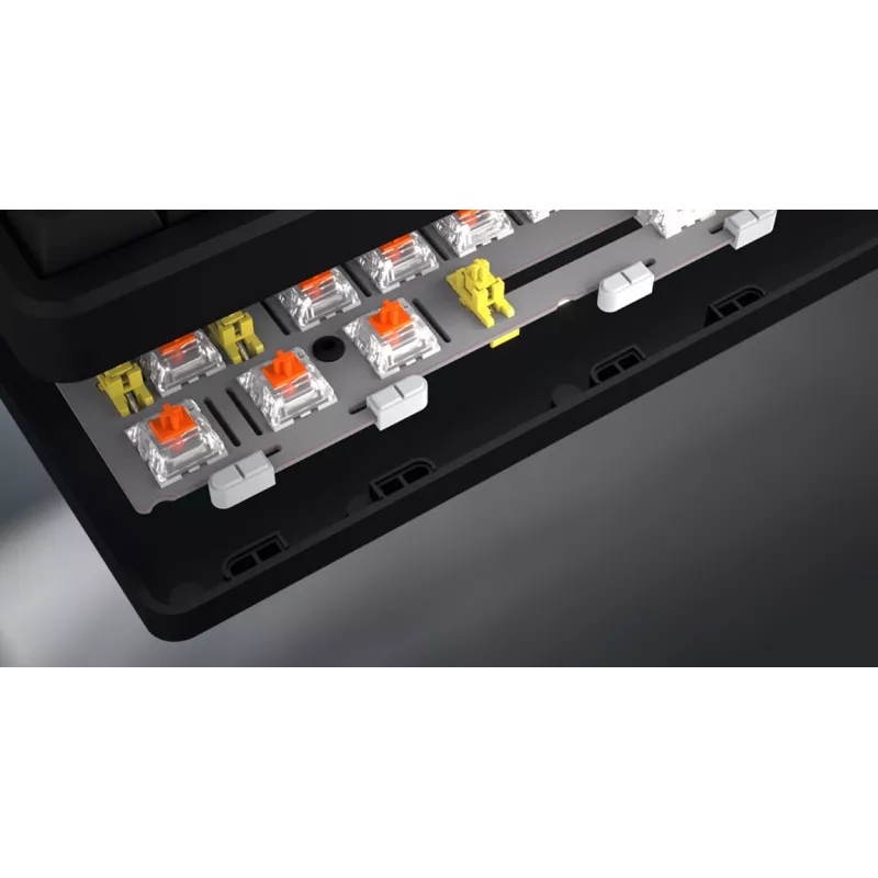 HATOR Rockfall 3 TKL Wireless, melna, QMK/VIA, OMA profila balta-melna taustiņu vāciņi Tastatūra - lineāri mehāniski hotswap slēdži - US - ANSI izkārtojums (HTK850)