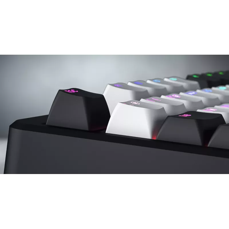 HATOR Rockfall 3 TKL Wireless, melna, QMK/VIA, OMA profila balta-melna taustiņu vāciņi Tastatūra - lineāri mehāniski hotswap slēdži - US - ANSI izkārtojums (HTK850)