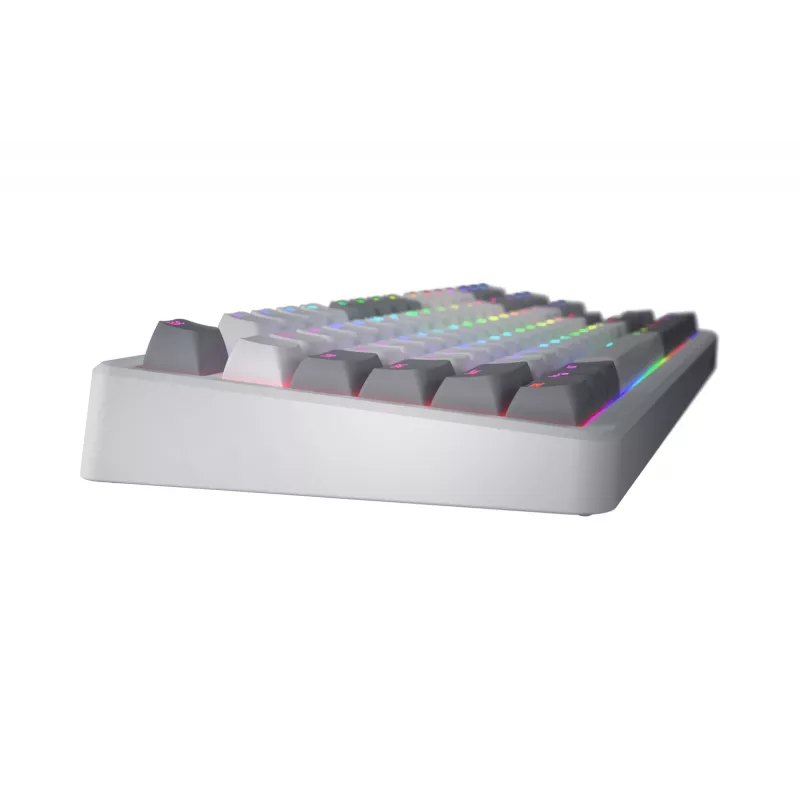 HATOR Rockfall 3 TKL Wireless, balta, QMK/VIA, OMA profila balti-melni taustiņu vāciņi Tastatūra - lineāri mehāniskie hotswap slēdži - US - ANSI izkārtojums