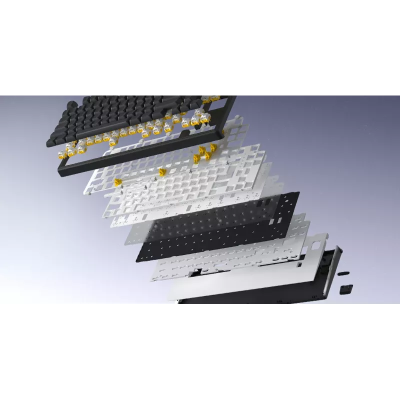HATOR Skyfall Pro Wireless 80 tastatūra Spēļu USB + RF Wireless + Bluetooth QWERTY ASV angļu Melns, Pelēks