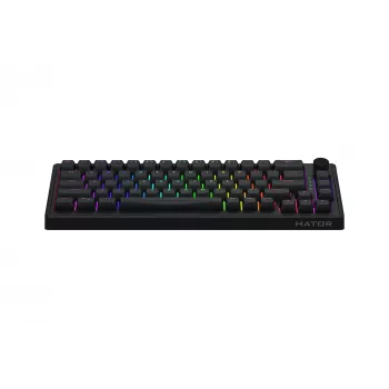 HATOR Skyfall 65 vadu, mehāniska, USB-C, Aurum Sterling, 70M klikšķi, RGB, melna, 790 g