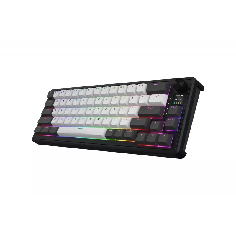 HATOR Skyfall Pro Wireless 65 tastatūra Spēlēm USB + RF Wireless + Bluetooth QWERTY US angļu Melna, Pelēka