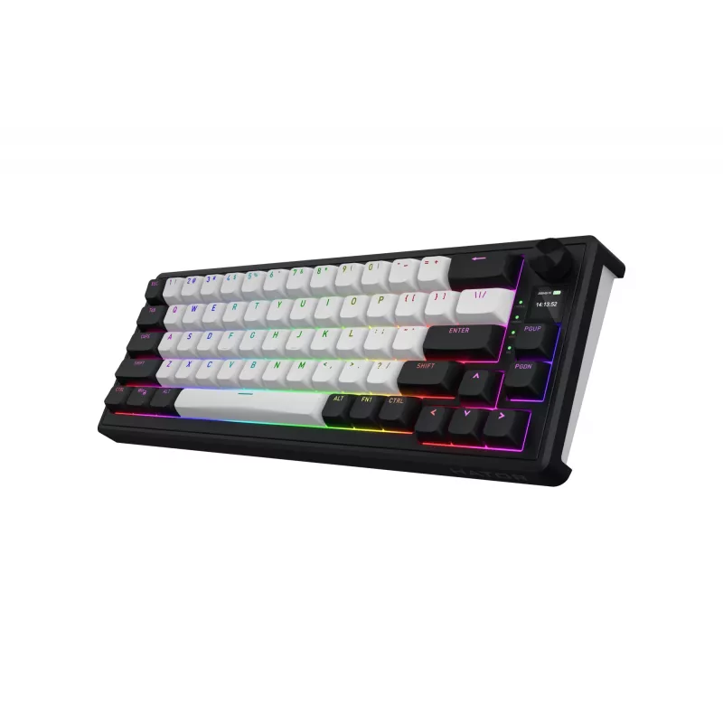 HATOR Skyfall 65 MAG ULTIMA 8K bezvadu tastatūra Spēlēm USB + RF Wireless + Bluetooth QWERTY US angļu Melns, Balts