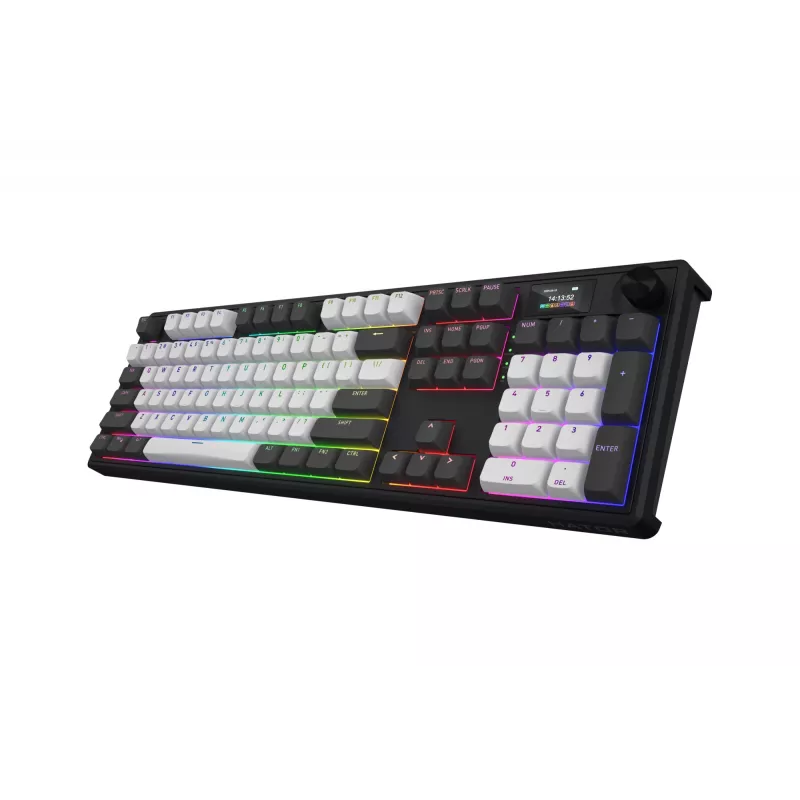 HATOR Skyfall Pro Wireless 100 tastatūra Spēlēm USB + RF Wireless + Bluetooth QWERTY US English Melna, Pelēka