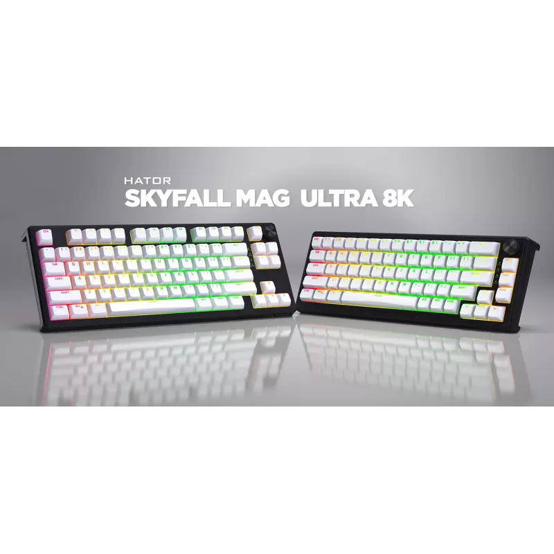 HATOR Skyfall 80 MAG ULTRA 8K klaviatūra Gaming USB QWERTY US angļu valoda melna, balta