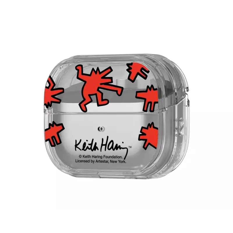 Macinš Samsung Keith Haring Slickback Galaxy Buds3 Pro austiņām, sarkana caurspīdīga