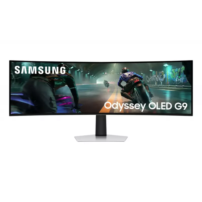Samsung G91SD datoru monitors 124,5 cm (49 collas) 5120 x 1440 pikseļi Dual QHD OLED Sudraba