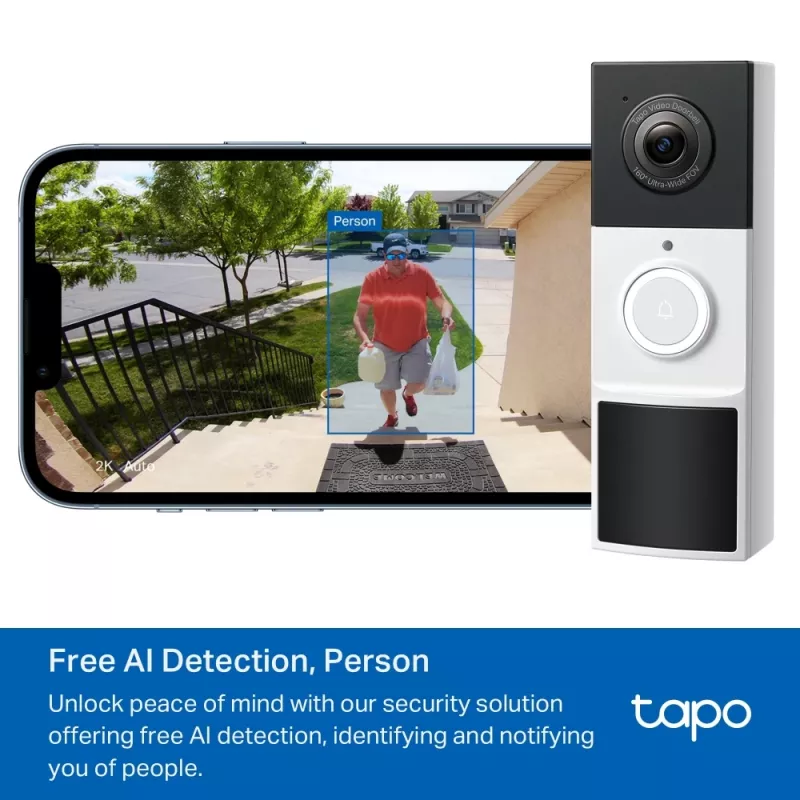 Video intercom sistēma TP-Link Tapo D210 3 MP melna balta