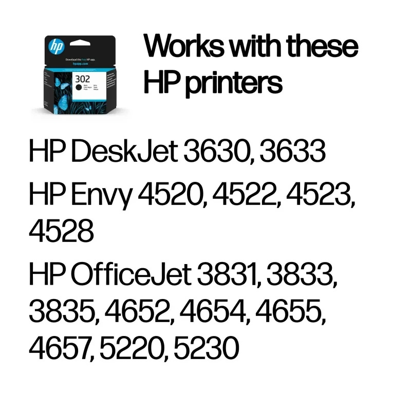 HP 302 Melns Oriģināls tintes kasetne, melna, 1 gab., 170 lpp.