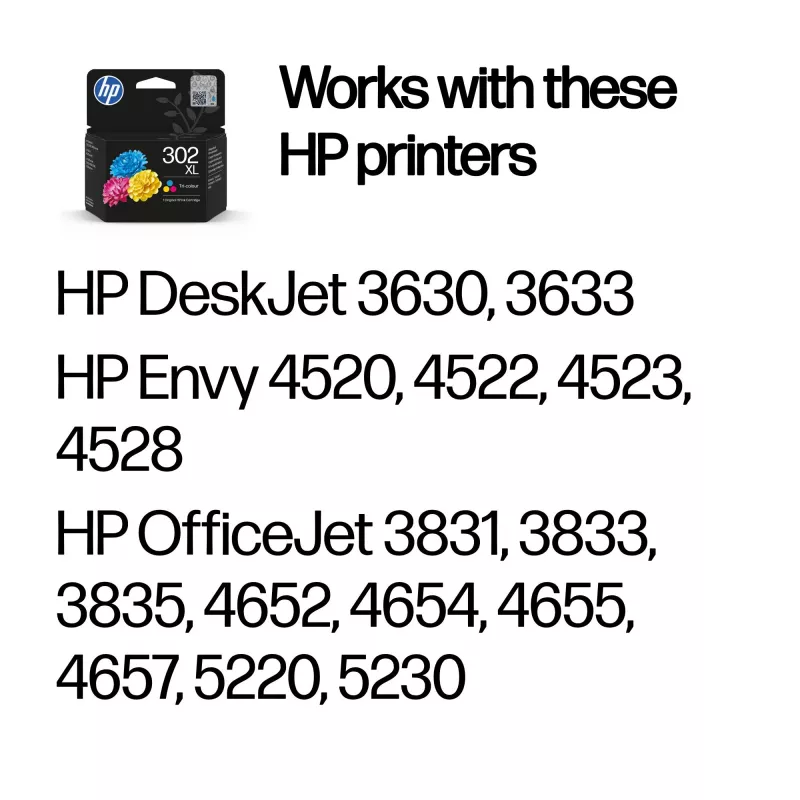 HP 302XL augstas ietilpības trīskrāsu oriģinālā tintes kasetne, ciāna, fuksīna, dzeltena, 1 gab., 300 lappuses