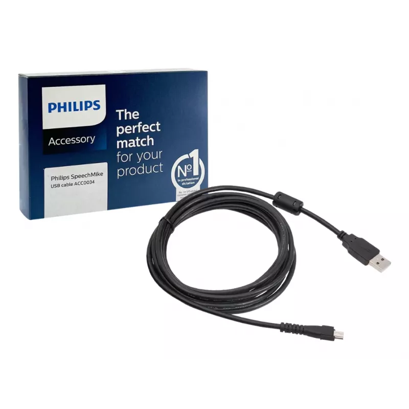 Philips 1 X SpeechMike III USB kabelis 2,4 m USB A melns