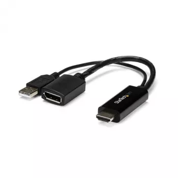 StarTech.com HDMI–DisplayPort adapteris – 4K 30 Hz, 3840 x 2160 pikseļi, 1080p, 720p, 120 Hz, melns, MegaChips – STDP2600, aktīvais video pārveidotājs