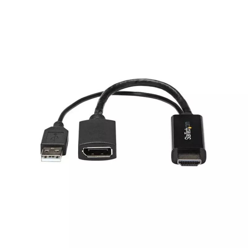 StarTech.com HDMI–DisplayPort adapteris – 4K 30 Hz, 3840 x 2160 pikseļi, 1080p, 720p, 120 Hz, melns, MegaChips – STDP2600, aktīvais video pārveidotājs