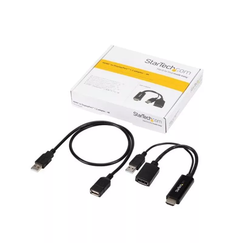 StarTech.com HDMI–DisplayPort adapteris – 4K 30 Hz, 3840 x 2160 pikseļi, 1080p, 720p, 120 Hz, melns, MegaChips – STDP2600, aktīvais video pārveidotājs