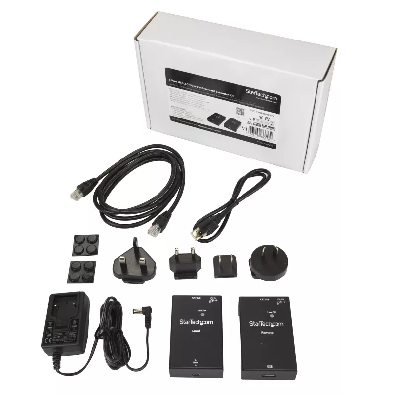 StarTech.com USB 2.0 pagarinātājs pa Cat5e/Cat6 kabeli (RJ45) – līdz 165 pēdām (50 m) – ātrgaitas USB porta pagarinātāja adaptera komplekts – ar barošanu – USB pa Ethernet kabeļa pagarinātājs – 480 Mb/s – metāla