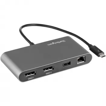 StarTech.com Dual-Monitor Thunderbolt Mini Dock, 4K 60Hz DisplayPort, bezvadu centrmezgls operētājsistēmām Windows un Mac, Gigabit Ethernet, 1x USB-A (USB 5Gbps), 11 collu (28 cm) kabelis