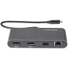 StarTech.com Dual-Monitor Thunderbolt Mini Dock, 4K 60Hz DisplayPort, bezvadu centrmezgls operētājsistēmām Windows un Mac, Gigabit Ethernet, 1x USB-A (USB 5Gbps), 11 collu (28 cm) kabelis