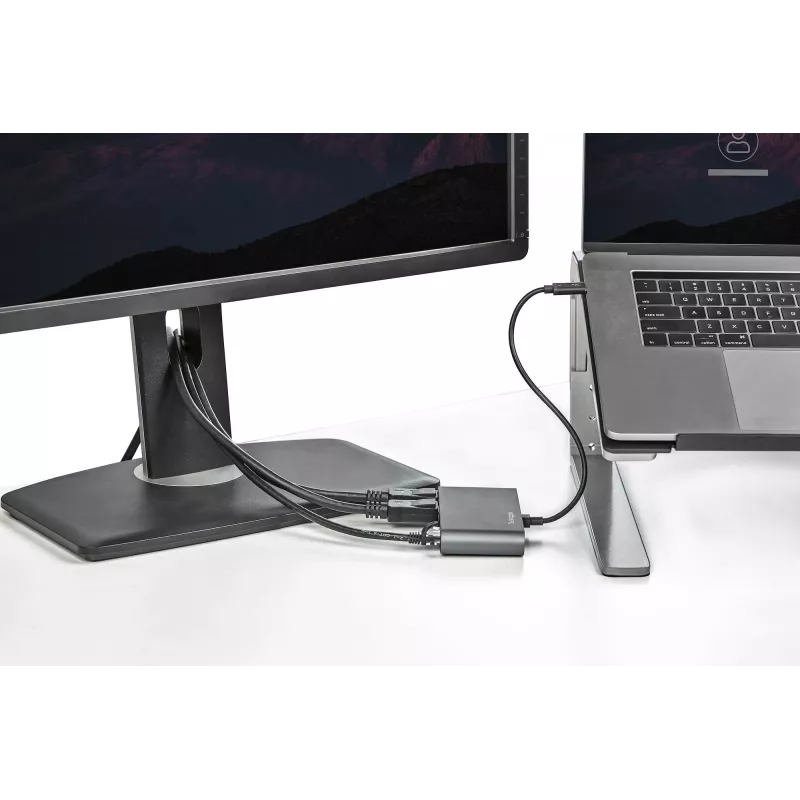 StarTech.com Dual-Monitor Thunderbolt Mini Dock, 4K 60Hz DisplayPort, bezvadu centrmezgls operētājsistēmām Windows un Mac, Gigabit Ethernet, 1x USB-A (USB 5Gbps), 11 collu (28 cm) kabelis