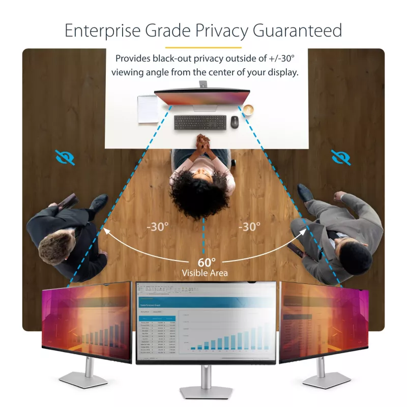 StarTech.com 24 collu 16:10 zelta monitora privātuma ekrāns, abpusēji lietojams filtrs ar uzlabotu privātumu, spīdīgs datora drošības filtrs, noņemams ekrāna aizsargs/vairogs, +/- 30°