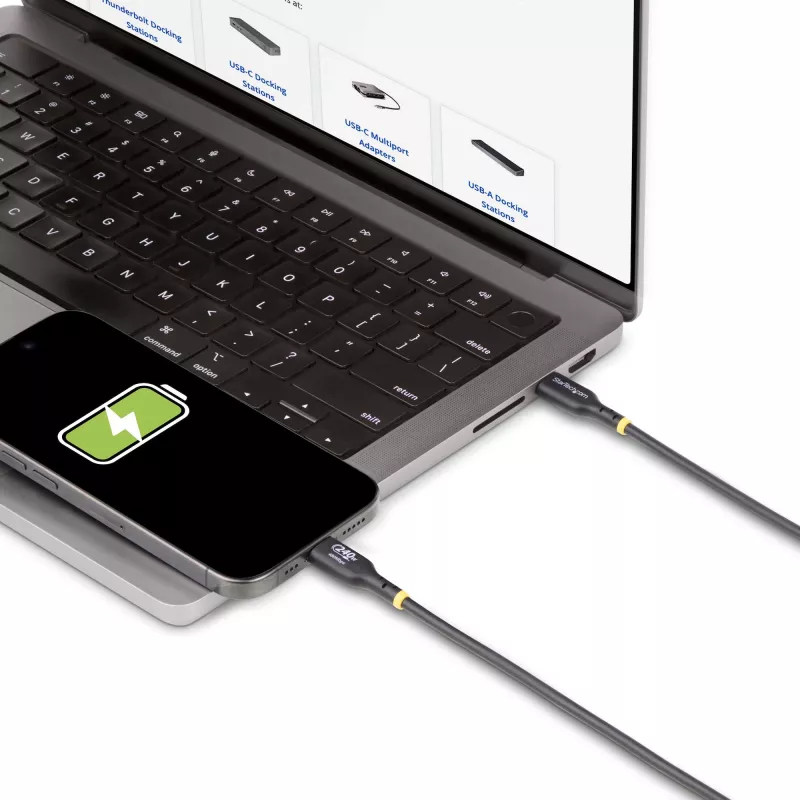 StarTech.com 3m USB-C uzlādes kabelis, USB-IF sertificēts USB C kabelis, 240W PD EPR, USB 2.0 Type-C klēpjdatoru lādētāja vads, USB-C datu pārraides kabelis, TPE apvalks, M/M