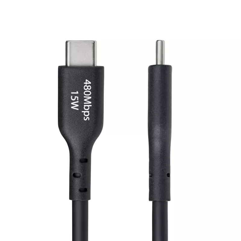 StarTech.com 3m (9,8 pēdas) USB-A uz USB-C uzlādes kabelis, uzlāde un sinhronizācija, 3A, USB 2.0, TPE apvalks - melns USB uzlādes vads