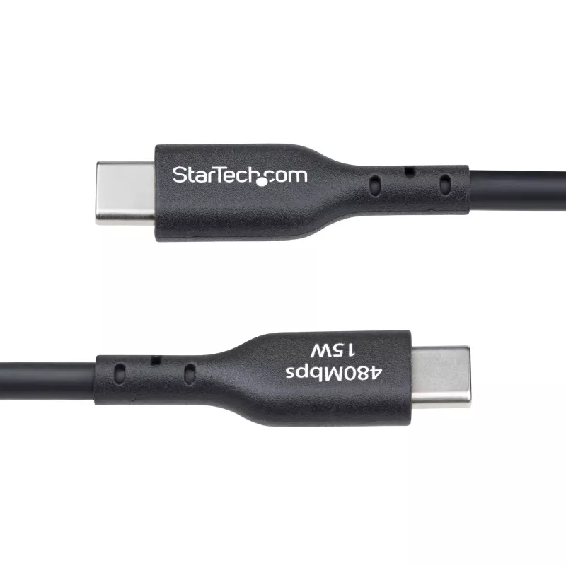 StarTech.com 3m (9,8 pēdas) USB-A uz USB-C uzlādes kabelis, uzlāde un sinhronizācija, 3A, USB 2.0, TPE apvalks - melns USB uzlādes vads