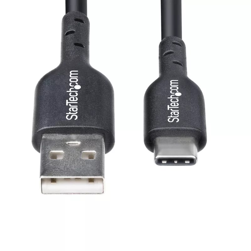 StarTech.com 3m (9,8 pēdas) USB-A uz USB-C uzlādes kabelis, uzlāde un sinhronizācija, 3A, USB 2.0, TPE apvalks - melns USB uzlādes vads