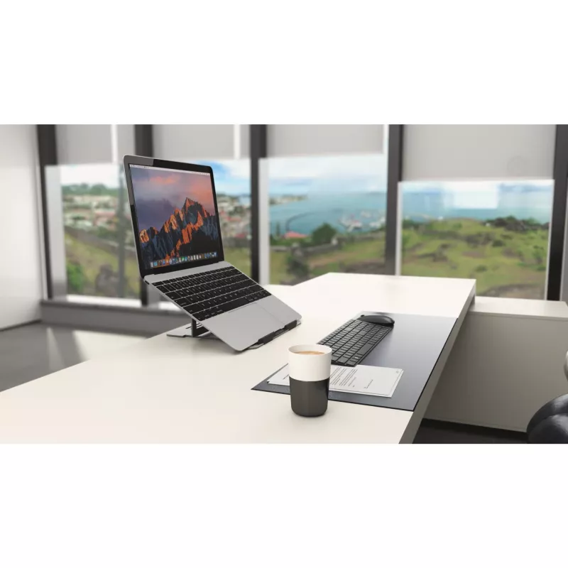 Kensington Easy Riser Aluminium Laptop Riser, klēpjdatora statīvs, sudraba krāsa, alumīnijs, silikons, tērauds, 40,6 cm (16 collas), 5 kg, 86–118 mm