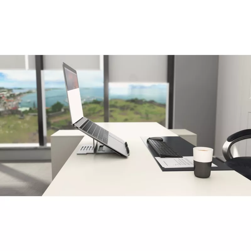 Kensington Easy Riser Aluminium Laptop Riser, klēpjdatora statīvs, sudraba krāsa, alumīnijs, silikons, tērauds, 40,6 cm (16 collas), 5 kg, 86–118 mm