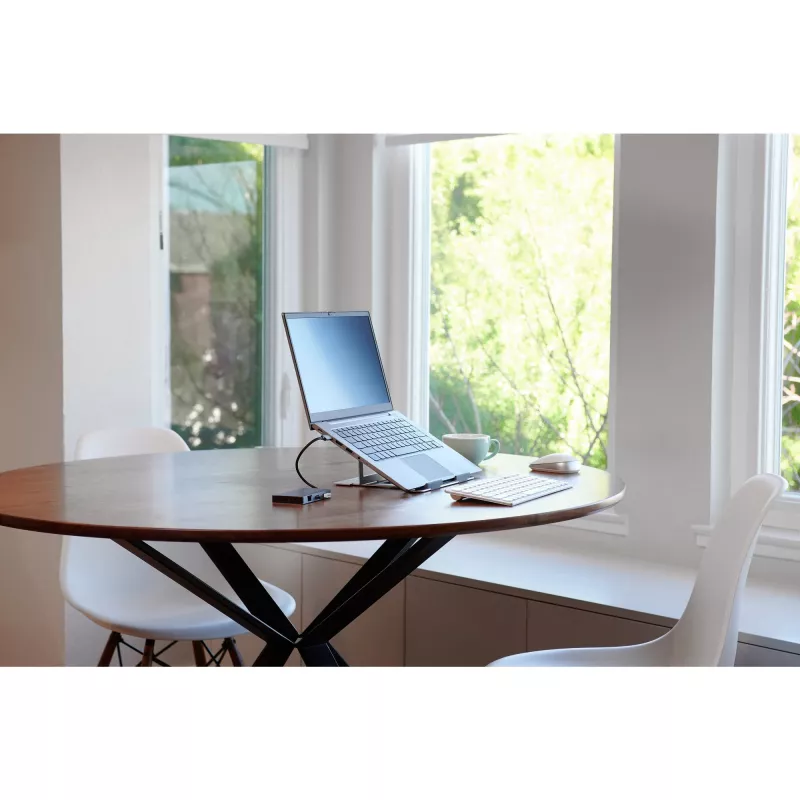 Kensington Easy Riser Aluminium Laptop Riser, klēpjdatora statīvs, sudraba krāsa, alumīnijs, silikons, tērauds, 40,6 cm (16 collas), 5 kg, 86–118 mm
