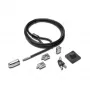 Kensington Desktop & Peripherals Locking Kit 2.0, 2,44 m, Kensington, Atslēga, Oglekļa tērauds, Melna, Sudraba