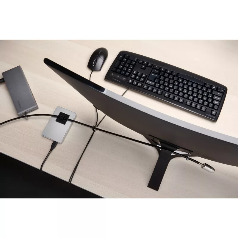 Kensington Desktop & Peripherals Locking Kit 2.0, 2,44 m, Kensington, Atslēga, Oglekļa tērauds, Melna, Sudraba