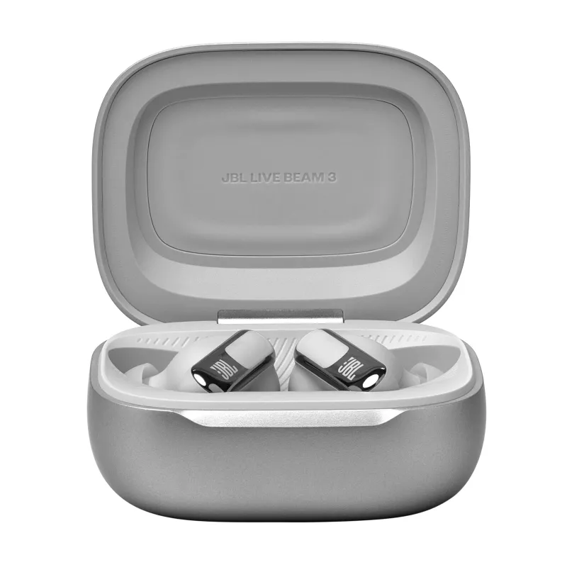 JBL Live Beam 3 austiņas Bezvadu Ievietojamas Zvani/Mūzika/Sports/Ikdiena Bluetooth Sudraba