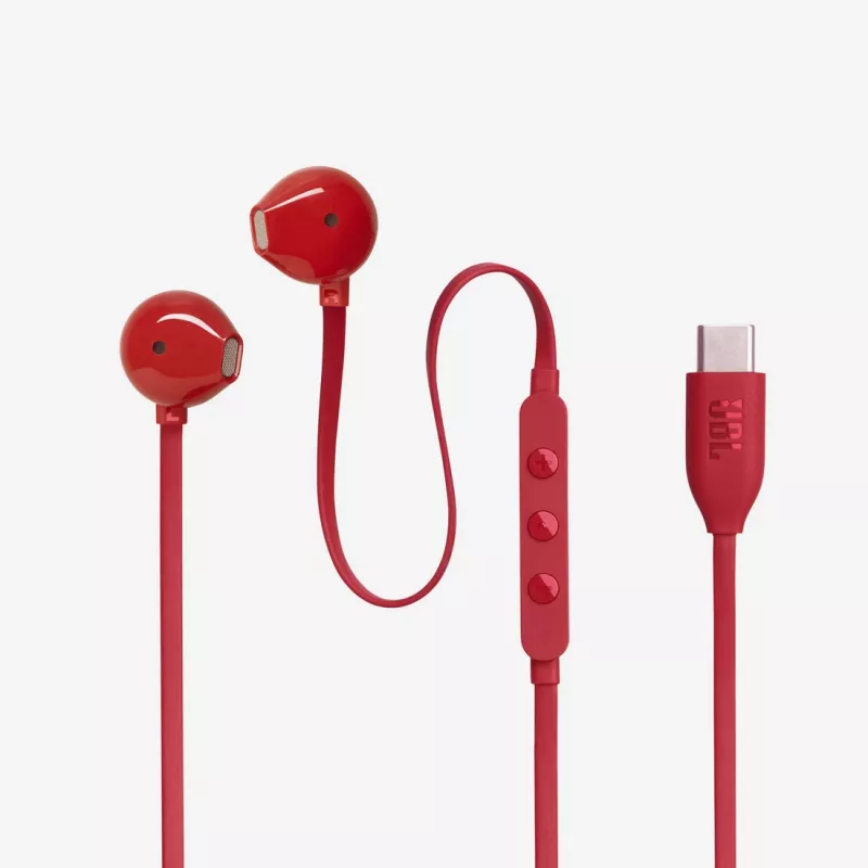 JBL Tune 305C austiņas ar vadu, ievietojamās, zvani/mūzika, USB Type-C, sarkanas