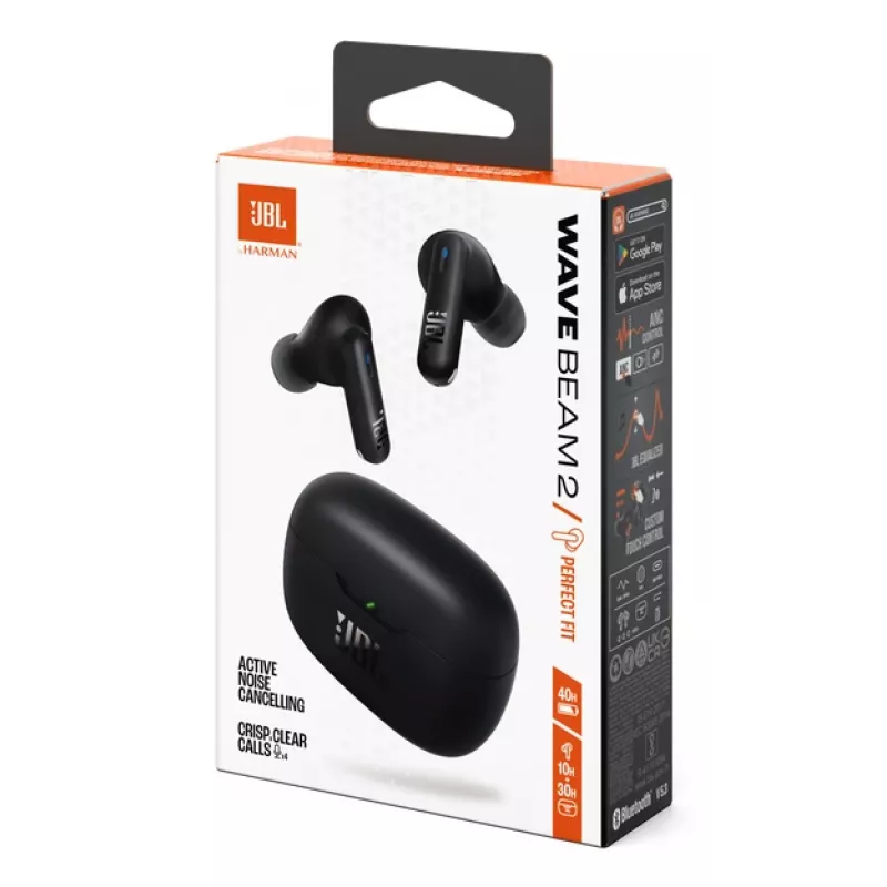 JBL Wave Beam 2 austiņas bezvadu ievietojamās zvaniem/mūzikai Bluetooth melnas