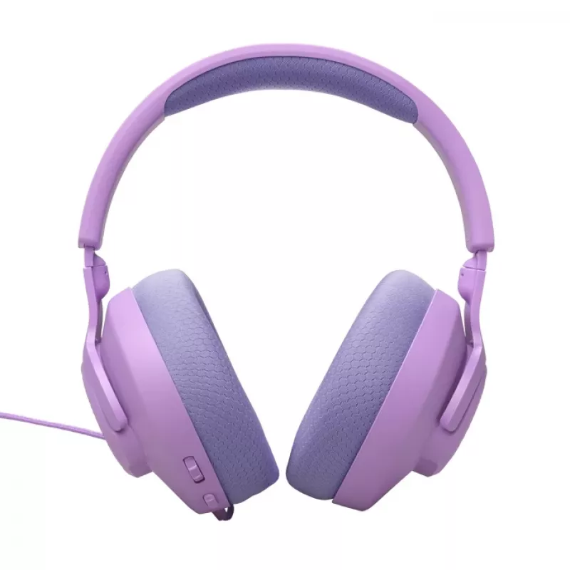 Vadu galvas lentes spēļu austiņas JBL Quantum 100M2 — apkārtauss, 20–20000 Hz, 1,2 m kabelis, violetas