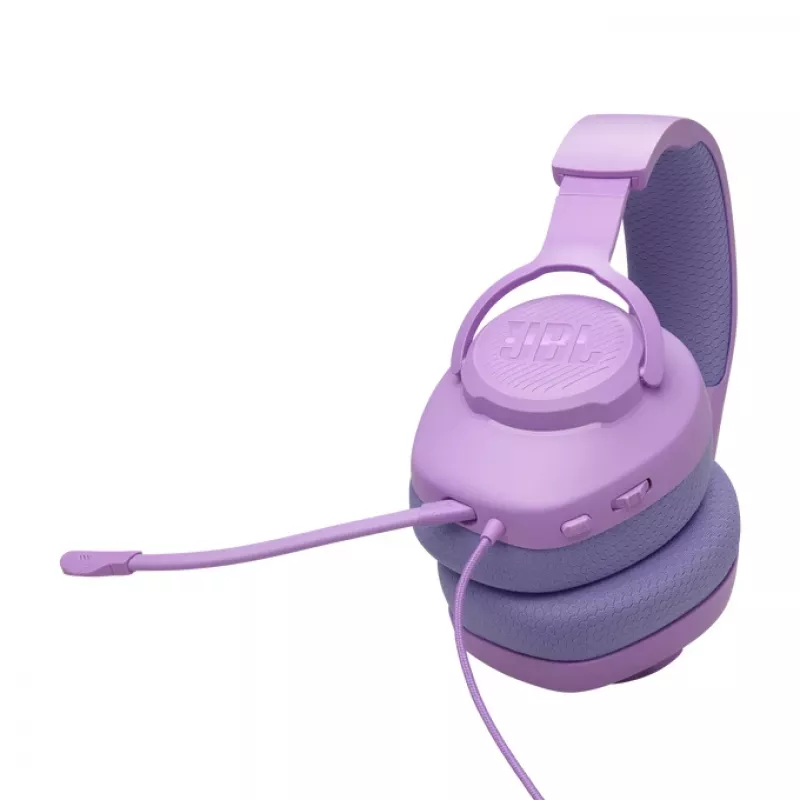 Vadu galvas lentes spēļu austiņas JBL Quantum 100M2 — apkārtauss, 20–20000 Hz, 1,2 m kabelis, violetas