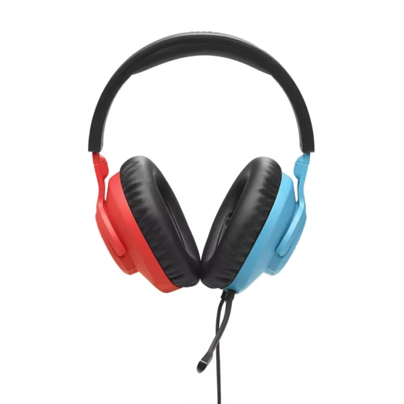 JBL Quantum 100N austiņas, vadu, galvas stīpa, spēlēm, zila, sarkana