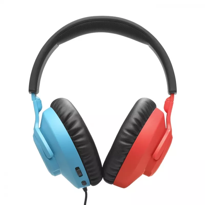JBL Quantum 100N austiņas, vadu, galvas stīpa, spēlēm, zila, sarkana