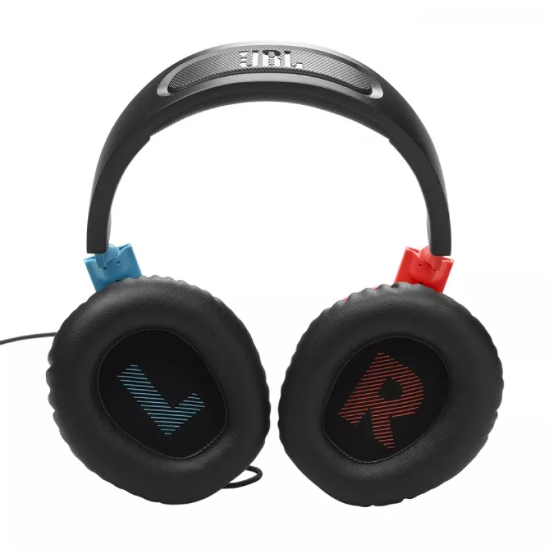 JBL Quantum 100N austiņas, vadu, galvas stīpa, spēlēm, zila, sarkana