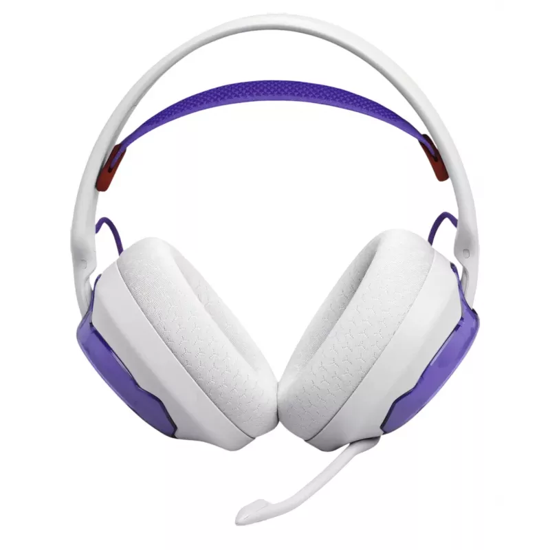 JBL Quantum 250 austiņas ar vadu, galvas stīpu, spēlēm, purpursarkanas, baltas