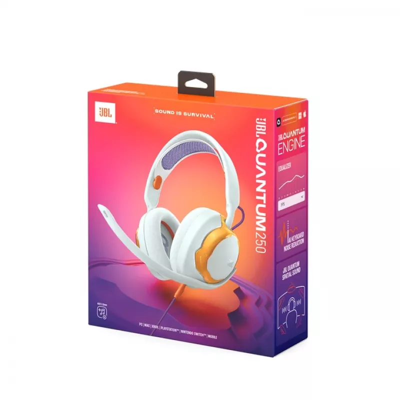 JBL Quantum 250 austiņas, vadu, galvas lente, spēlēm, zilganzaļas