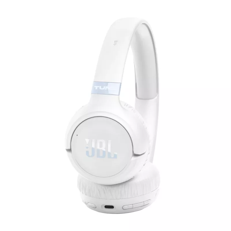 JBL Tune 680NC austiņas ar vadu un bezvadu savienojumu, galvas stīpa, zvani/mūzika, USB Type-C, Bluetooth, balta
