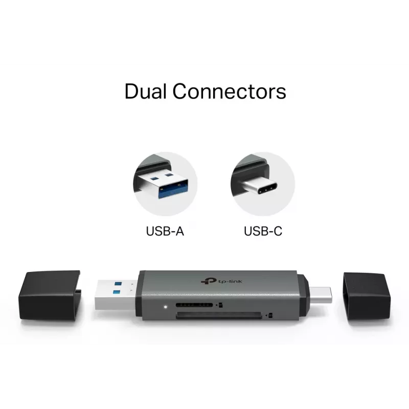 Karšu lasītājs TP‑LINK UA430D USB 3.1 — MicroSD/SD atbalsts, 200 Mbit/s, melns, 75×22,9×9,3 mm