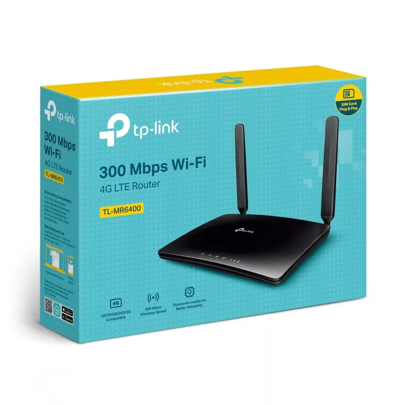 TP-Link TL-MR6400 bezvadu maršrutētājs Fast Ethernet Viena josla (2.4 GHz) 4G Melns