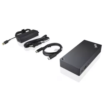 Lenovo 40A90090IT klēpjdatoru dokstacija/portu replikators, vadu, USB 3.2 Gen 1 (3.1 Gen 1) Type-C, melna