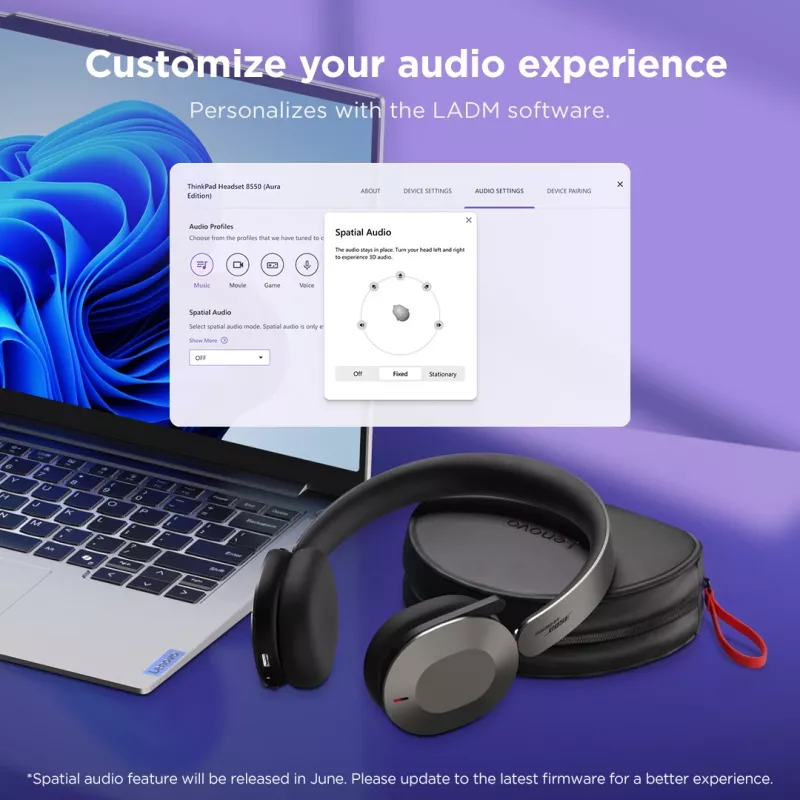 Lenovo 4XD1T60925 austiņas/headset Bezvadu Galvas lente Birojs/Zvanu centrs USB Type-C Bluetooth Pelēks