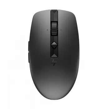 HP 715 uzlādējama vairāku ierīču pele, piemērota abām rokām, RF bezvadu + Bluetooth, 3000 DPI, melna