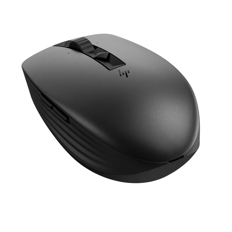 HP 715 uzlādējama vairāku ierīču pele, piemērota abām rokām, RF bezvadu + Bluetooth, 3000 DPI, melna